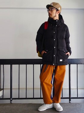 「ALDIES（アールディーズ）のアイテム（ダウンジャケット/コート）」を使った、りょうさん（メンズ・171cm）の秋コーディネート