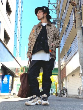 「アイテム（ハット、ブルー系）」を使った、りょうさん（メンズ・171cm）の秋コーディネート