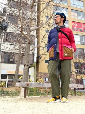 「ALDIES（アールディーズ）のアイテム（ダウンジャケット/コート）」を使った、りょうさん（メンズ・171cm）の冬コーディネート