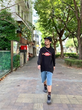 「メッシュキャップ」｜「アイテム（スウェット）」を使った、りょうさん（メンズ・171cm）の秋コーディネート