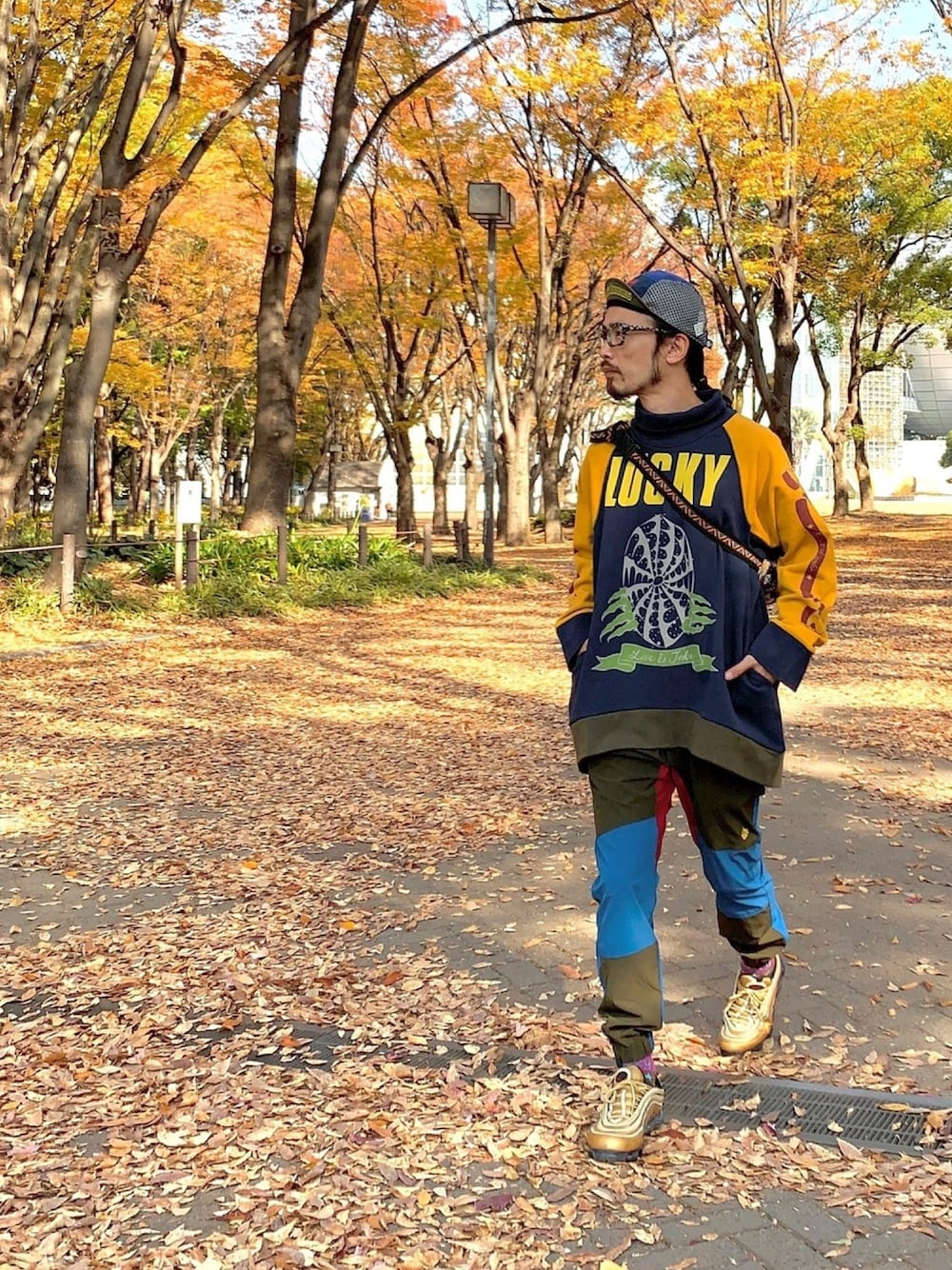 「ALDIES、ELDORESO、メッシュキャップ、キャップ、タートルネック、ビックシルエット、ジョガーパンツ、イージーパンツ、スポーティ、秋冬コーデ」｜「ELDORESOの【ELDORESO】Grim Reaper Jet Cap(Blue)（キャップ、その他）」を使った、りょうさん（メンズ・171cm）の秋コーディネートの1枚目の写真