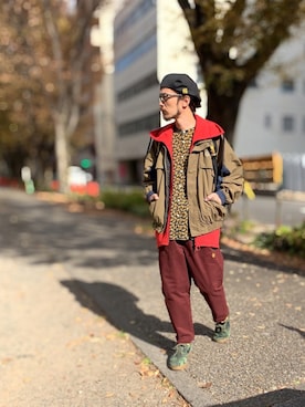 「ジップアップパーカー」｜「アイテム（ブルゾン）」を使った、りょうさん（メンズ・171cm）の冬コーディネート