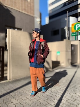 「メッシュキャップ」｜「アイテム（スウェット）」を使った、りょうさん（メンズ・171cm）の冬コーディネート