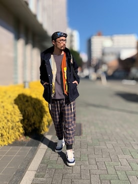 「メッシュキャップ」｜「アイテム（デニムジャケット）」を使った、りょうさん（メンズ・171cm）の冬コーディネート