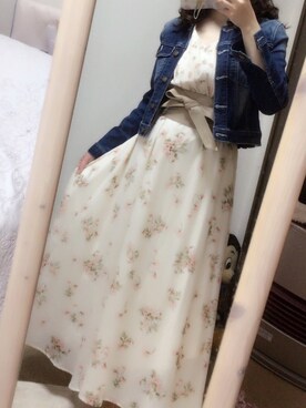 「COCO DEAL（ココディール）のアイテム（デニムジャケット）」を使った、🍎りんご🍎さん（レディース・152cm）の春コーディネート