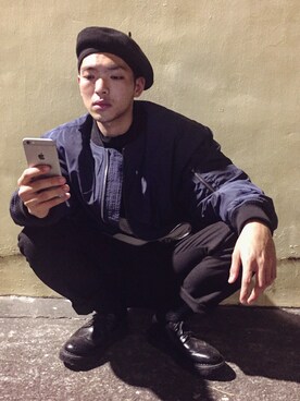 「plain-me（プレインミー）のアイテム（チェスターコート）」を使った、Harry Chang さん（メンズ・178cm）の冬コーディネート