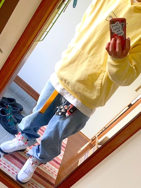 「Wasted Youth（ウエステッドユース）のアイテム（パーカー、イエロー系）」を使った、Yoshimura Ibukiさん（メンズ・166cm）の冬コーディネート
