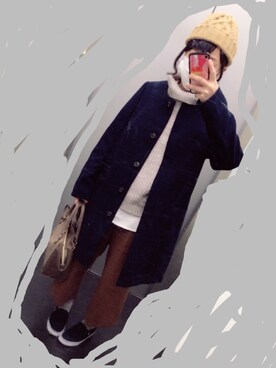 「Simplicite（サンプリシテ）のアイテム（チェスターコート）」を使った、riiさん（レディース・155cm）の秋コーディネート