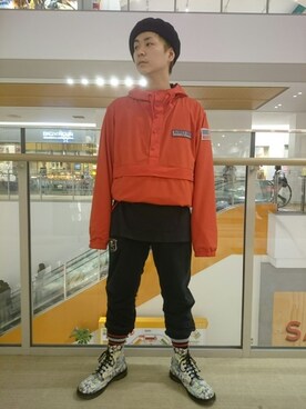「AVIREX（アヴィレックス）のアイテム（マウンテンパーカー）」を使った、きょーすけさん（メンズ・165cm）の冬コーディネート