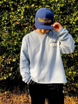 「AVIREX（アヴィレックス）の【直営店限定】エアフォース ベースキャップ/AIR FORCE BACES CAP（キャップ）」を使った、きょーすけさん（メンズ・165cm）の春コーディネート