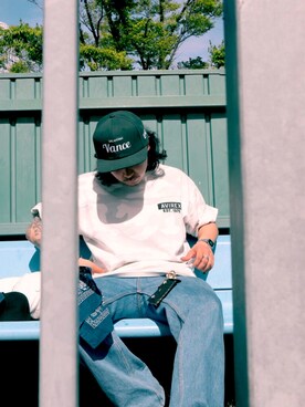 「AVIREX（アヴィレックス）の【直営店限定】エアフォース ベースキャップ/AIR FORCE BACES CAP（キャップ）」を使った、きょーすけさん（メンズ・165cm）の春コーディネート