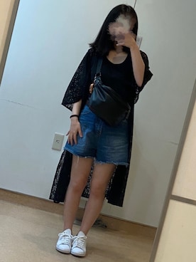 「Honeys（ハニーズ）のアイテム（ボディバッグ/ウエストポーチ）」を使った、メメさん（レディース・156cm）の夏コーディネート