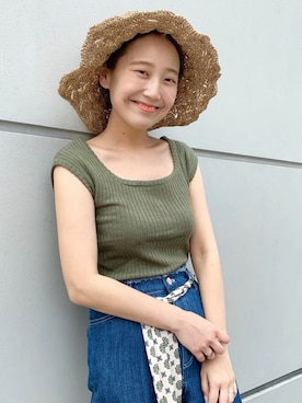 「Kastane（カスタネ）のアイテム（ハット）」を使った、nakao takakoさん（レディース・159cm）の夏コーディネート