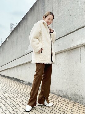 「Kastane（カスタネ）のレーヨンスラックスパンツ３（スラックス）」を使った、nakao takakoさん（レディース・159cm）の冬コーディネート