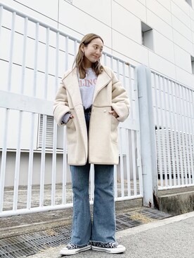 「Kastane（カスタネ）のアイテム（ムートンコート）」を使った、nakao takakoさん（レディース・159cm）の冬コーディネート