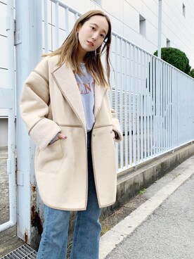 「Kastane（カスタネ）のアイテム（ムートンコート）」を使った、nakao takakoさん（レディース・159cm）の冬コーディネート
