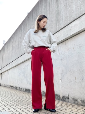 「赤パンツ」｜nakao takakoさん（レディース・159cm）の冬コーディネート