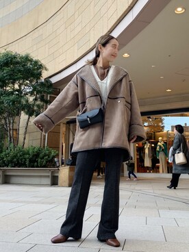 「Kastane（カスタネ）のアイテム（ムートンコート）」を使った、nakao takakoさん（レディース・159cm）の冬コーディネート
