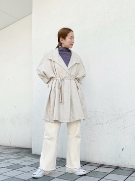 「ストレートパンツ」｜「アイテム（トレンチコート）」を使った、nakao takakoさん（レディース・159cm）の春コーディネート