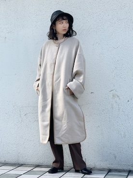 「Kastane（カスタネ）のアイテム（ムートンコート）」を使った、nakao takakoさん（レディース・159cm）の冬コーディネート