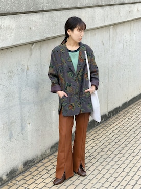 「アイテム（ジャケット/アウター、パープル系）」を使った、nakao takakoさん（レディース・159cm）の冬コーディネート