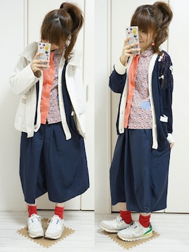 「POU DOU DOU（プードゥドゥ）のアイテム（マウンテンパーカー）」を使った、nao_mamekoさん（レディース・152cm）の春コーディネート