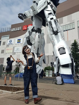 「Ne-net（ネネット）のアイテム（サロペット/オーバーオール）」を使った、nao_mamekoさん（レディース・152cm）の秋コーディネート