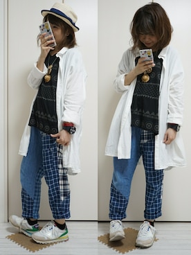 「NOMBRE IMPAIR（ノンブルアンペール）のアイテム（帽子）」を使った、nao_mamekoさん（レディース・152cm）の夏コーディネート