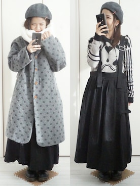 「CECIL McBEE（セシルマクビー）のアイテム（ハンチング/ベレー帽）」を使った、nao_mamekoさん（レディース・152cm）の冬コーディネート