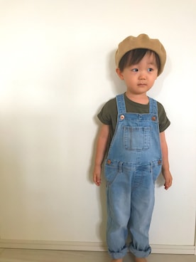「秋色コーデ」｜「アイテム（オールインワン・サロペット）」を使った、おしゅうさん（キッズ・90cm）の秋コーディネート