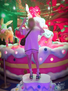 「Bobon21（ボボンニジュウイチ）のアイテム（シャツワンピース）」を使った、茅ヶ崎さん（レディース・152cm）の夏コーディネート