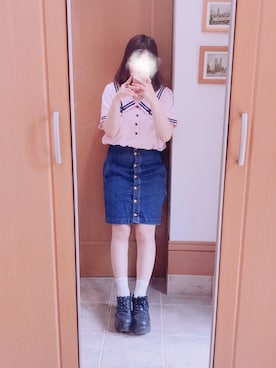「Bobon21（ボボンニジュウイチ）のアイテム（シャツワンピース）」を使った、茅ヶ崎さん（レディース・159cm）の夏コーディネート