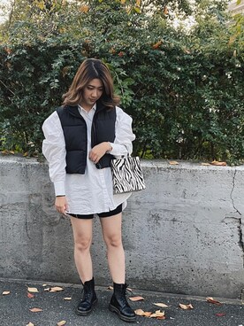「Dr. Martens（ドクターマーチン）のDr.ﾏｰﾁﾝ　1460　8ホール（ブーツ）」を使った、mizuhoさん（レディース・158cm）の春コーディネート
