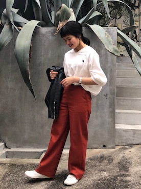 「JOURNAL STANDARD relume（ジャーナルスタンダード　レリューム）のアイテム（ライダースジャケット）」を使った、yukaさん（レディース・148cm）の冬コーディネート