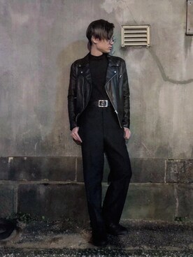 「SENSE OF PLACE by URBAN RESEAR」｜「アイテム（ライダースジャケット）」を使った、YUU YSさん（メンズ・175cm）の秋コーディネート
