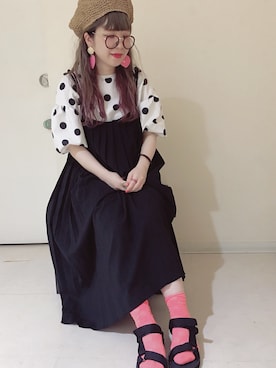 「bulle de savon（ビュルデサボン）のアイテム（ソックス/靴下）」を使った、まりっぺさん（レディース・152cm）の夏コーディネート