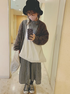 「WC（ダブル シー）のアイテム（帽子）」を使った、まりっぺさん（レディース・152cm）の冬コーディネート