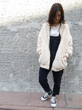 「ファー」｜「アイテム（MA-1）」を使った、kumakoさん（レディース・164cm）の秋コーディネート