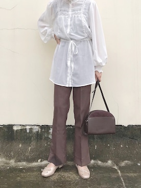 「one after another NICE CLAUP（ワンアフターアナザーナイスクラップ）のアイテム（バレエシューズ、ゴールド系）」を使った、Sze1777さん（レディース・162cm）の夏コーディネート