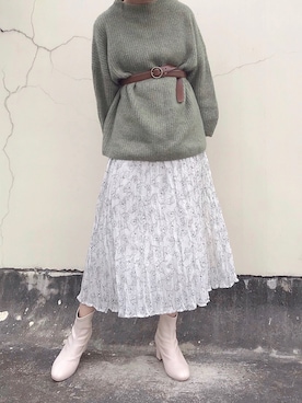 「花柄 スカート」｜Sze1777さん（レディース・162cm）の冬コーディネート