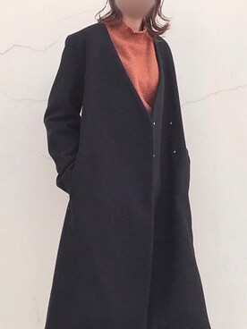 「KBF（ケイビーエフ）のアイテム（ノーカラーコート）」を使った、Sze1777さん（レディース・162cm）の春コーディネート
