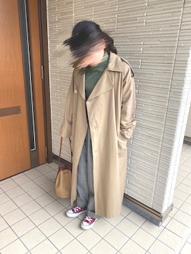 「AURALEE」｜「アイテム（トレンチコート）」を使った、kokokoさん（レディース・157cm）の秋コーディネート