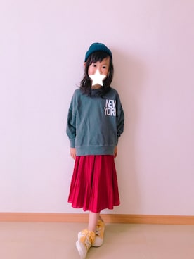 「アイテム（スカート）」を使った、Riinoさん（キッズ・110cm）の秋コーディネート