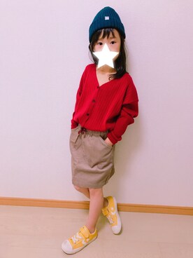 「アイテム（スカート）」を使った、Riinoさん（キッズ・110cm）の秋コーディネート