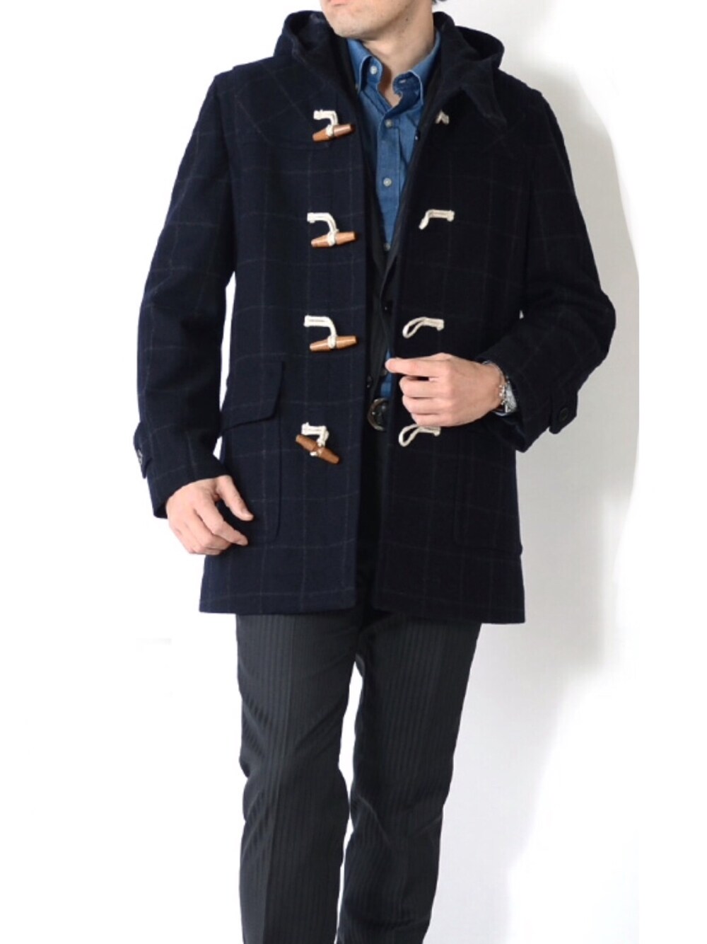 ファッション ダッフル コート トグル ボタン 人気ファッション