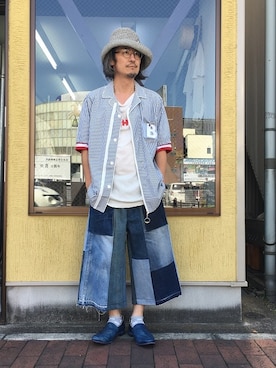 「MIFUNE（ミフネ）のアイテム（帽子）」を使った、フリスタさん（メンズ・173cm）の春コーディネート