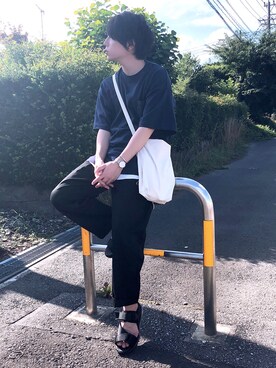 「Daniel Wellington（ダニエルウェリントン）の販売終了クラシックペティット アッシュフィールド32mm（アナログ腕時計）」を使った、きょー。さん（メンズ・165cm）の夏コーディネート