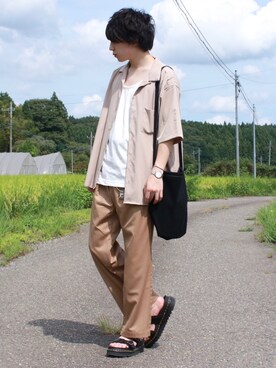 「Daniel Wellington（ダニエルウェリントン）の販売終了クラシックペティット アッシュフィールド32mm（アナログ腕時計）」を使った、きょー。さん（メンズ・165cm）の夏コーディネート