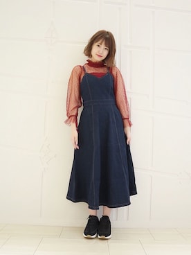 レースアップデニムジャンスカを使った人気ファッションコーディネート Wear