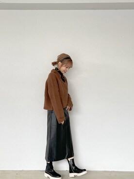 朝長美桜さん（レディース・154cm）の冬コーディネート